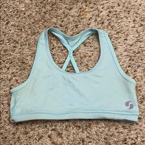 Soffe light blue sports bra